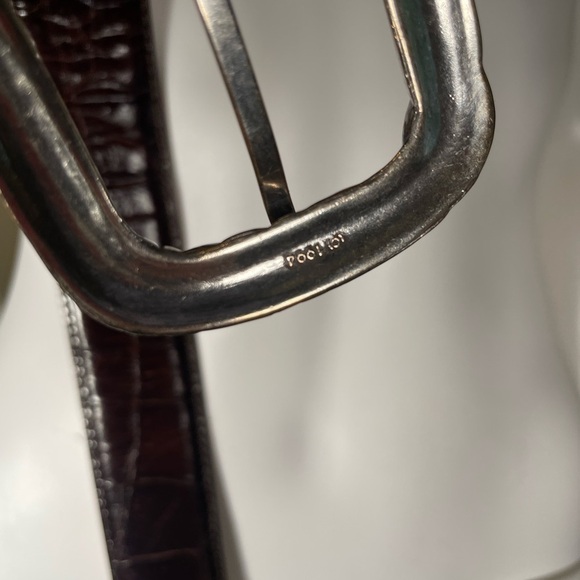 Vintage Brighton Brown Leather Western Silver Buckle Belt crocodile embossed - Picture 7 of 14